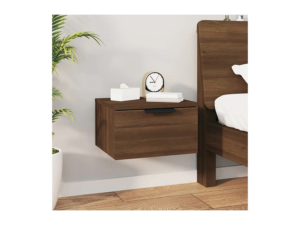 Comodino da parete Rovere marrone 34x30x20 cm