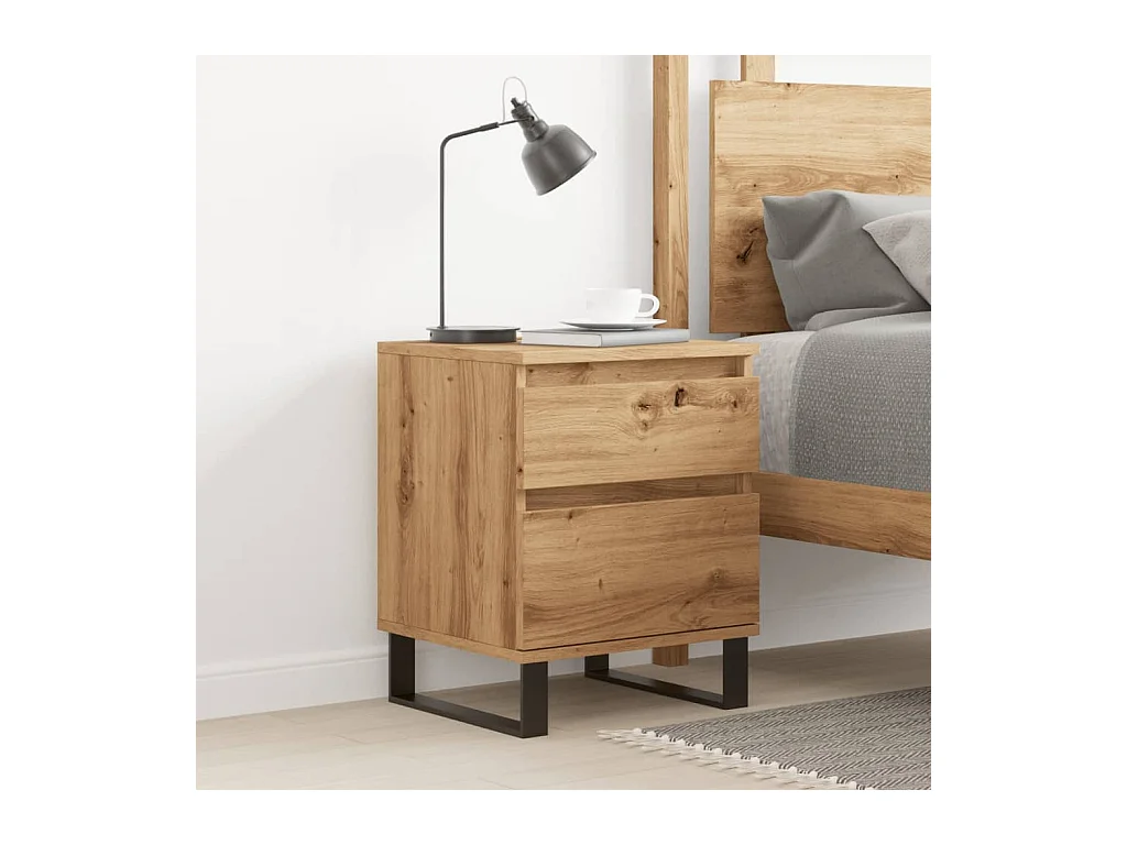 Comodino in rovere artigianale 40x35x50 cm in legno ingegnerizzato