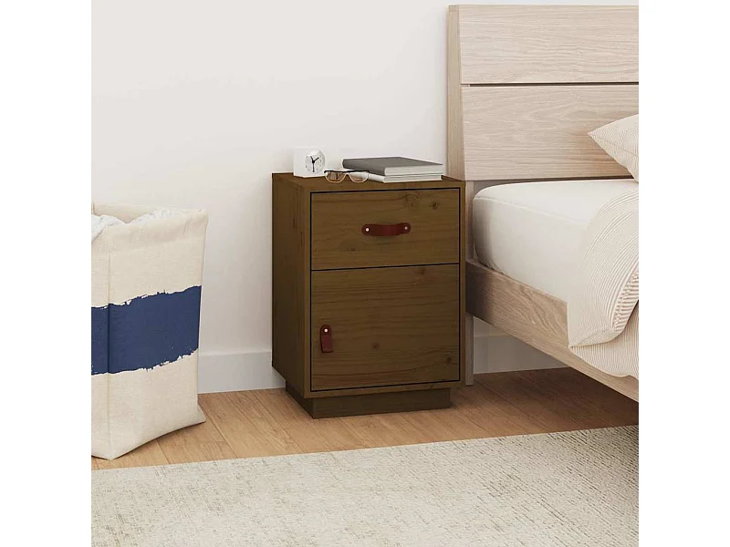 Table de chevet Marron miel 40x34x55 cm Bois de pin solide