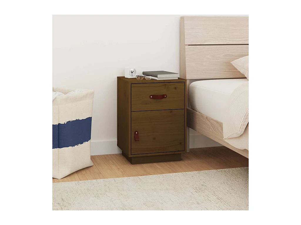 Table de chevet Marron miel 40x34x55 cm Bois de pin solide