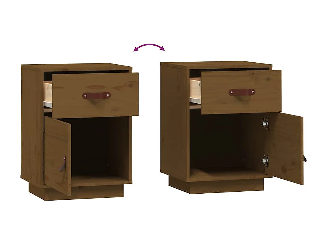 Table de chevet Marron miel 40x34x55 cm Bois de pin solide