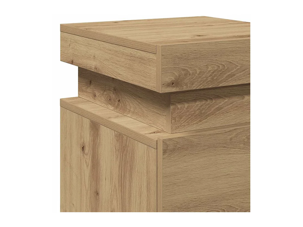 Table de chevet avec LED chêne artisanal bois d'ingénierie
