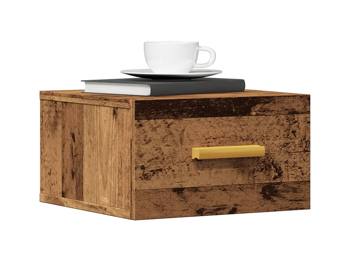 Tables de chevet murales 2 pcs vieux bois 35x35x20 cm