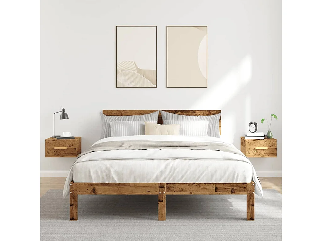 Tables de chevet murales 2 pcs vieux bois 35x35x20 cm