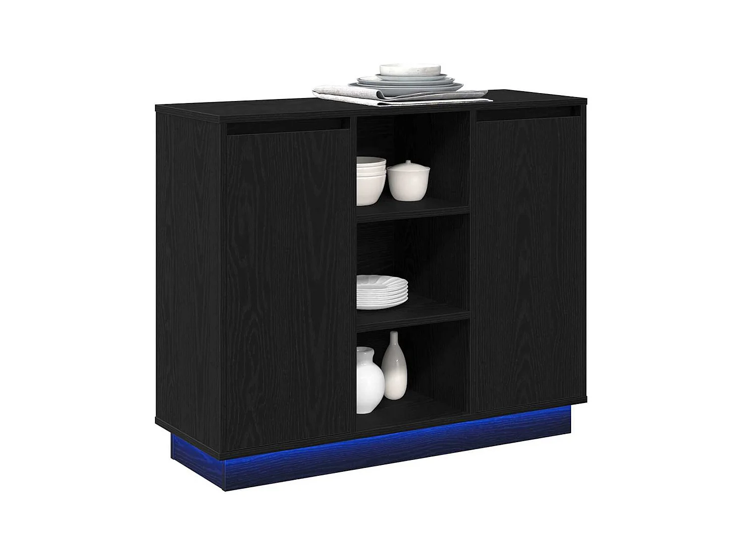 Buffet avec LED Chêne Noir 90x32x75 cm Bois d'ingénierie