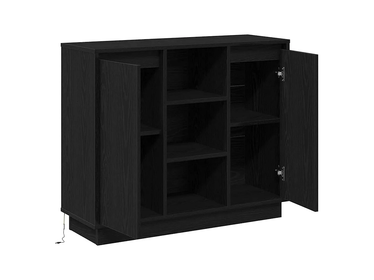 Buffet avec LED Chêne Noir 90x32x75 cm Bois d'ingénierie