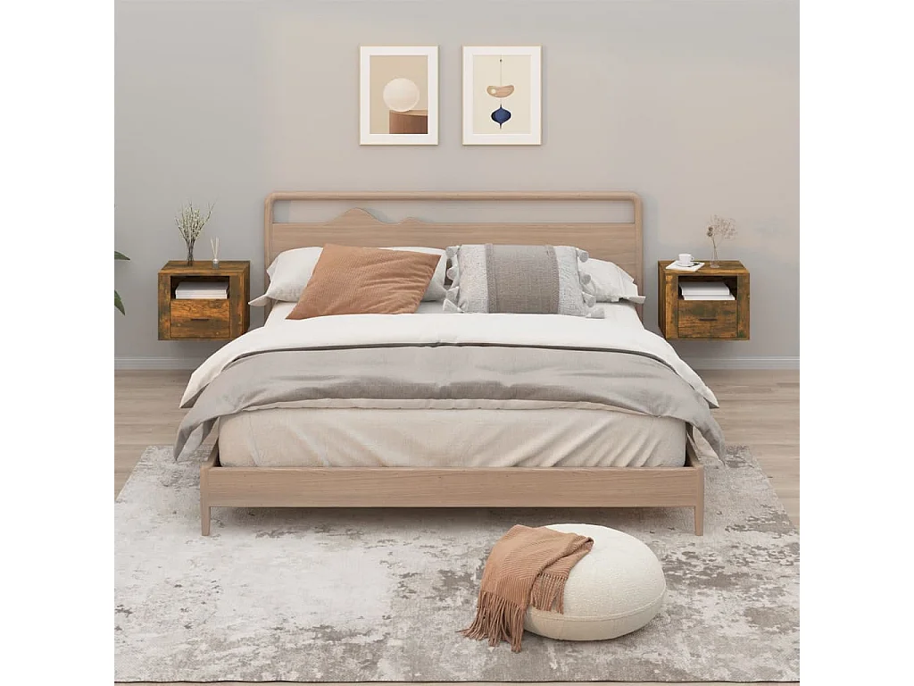 Comodini da parete 2 pz Rovere affumicato 50x36x40 cm