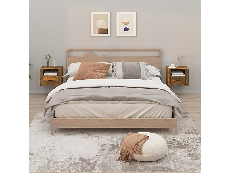 Comodini da parete 2 pz Rovere affumicato 50x36x40 cm