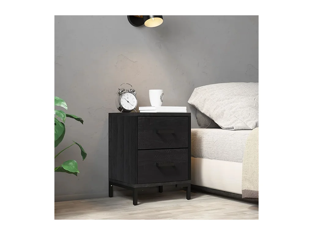 Table de chevet Noir 36x30x45 cm Bois de pin massif