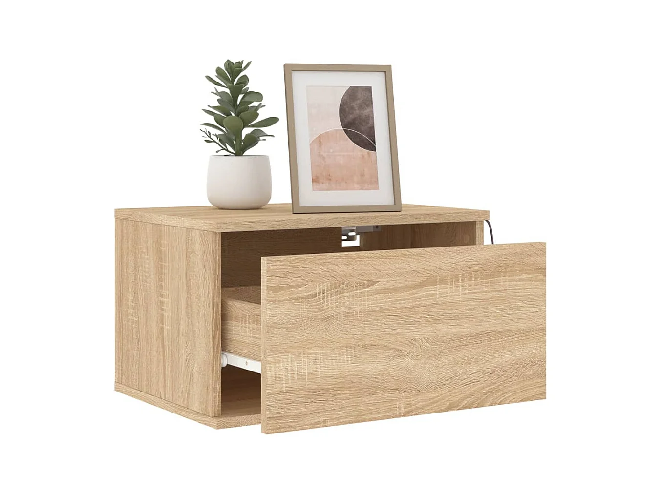 Wandmontierte Nachttische mit LED-Beleuchtung 2 Stück Sonoma-Eiche
