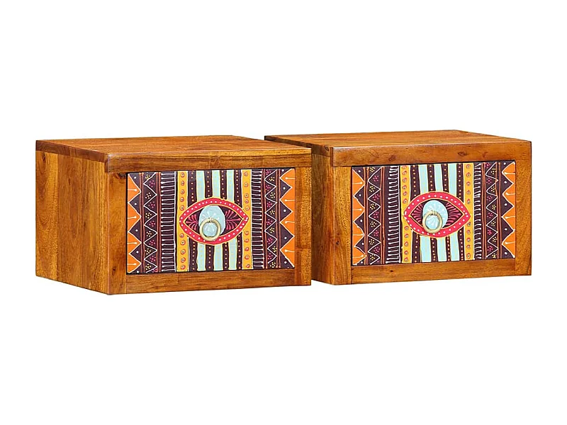 Comodini 2 pezzi 35 x 30 x 22 cm in legno massello di acacia