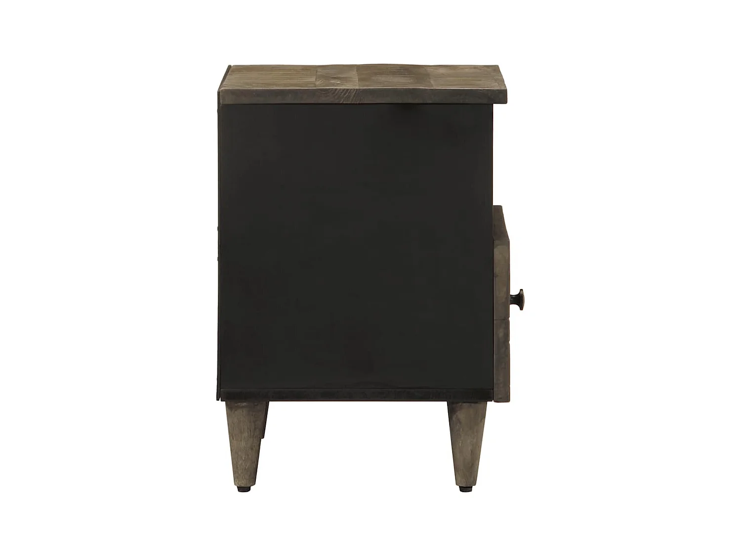 Comodino grigio chiaro 40x33x46 cm in legno massello di mango