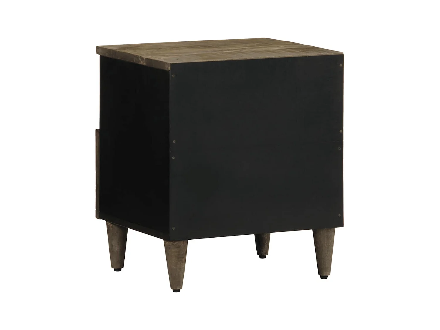 Comodino grigio chiaro 40x33x46 cm in legno massello di mango