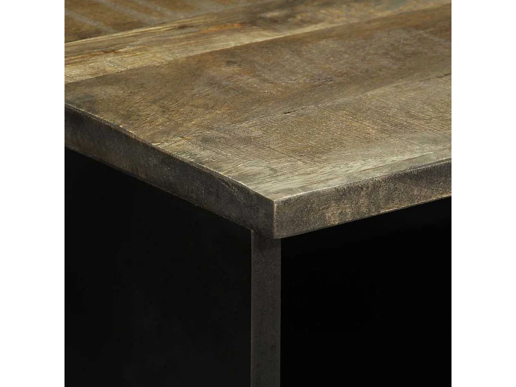 Comodino grigio chiaro 40x33x46 cm in legno massello di mango