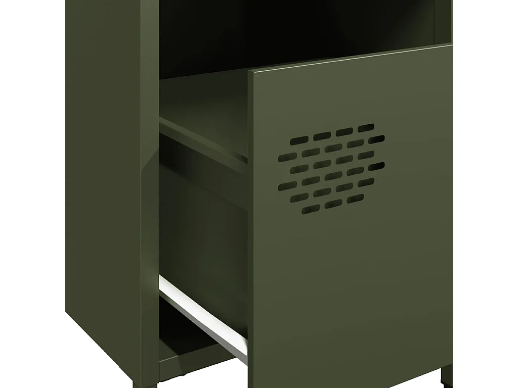 Table de chevet vert olive 35x39x43,5 cm acier