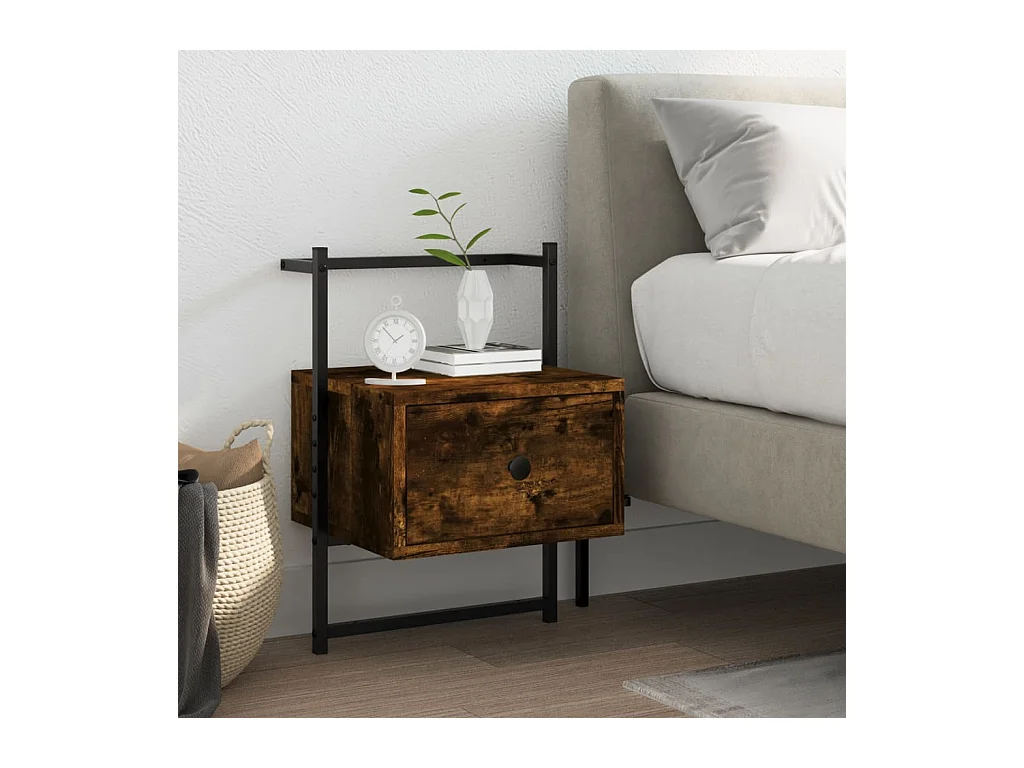 Table de chevet murale chêne fumé 35x30x51 cm cm