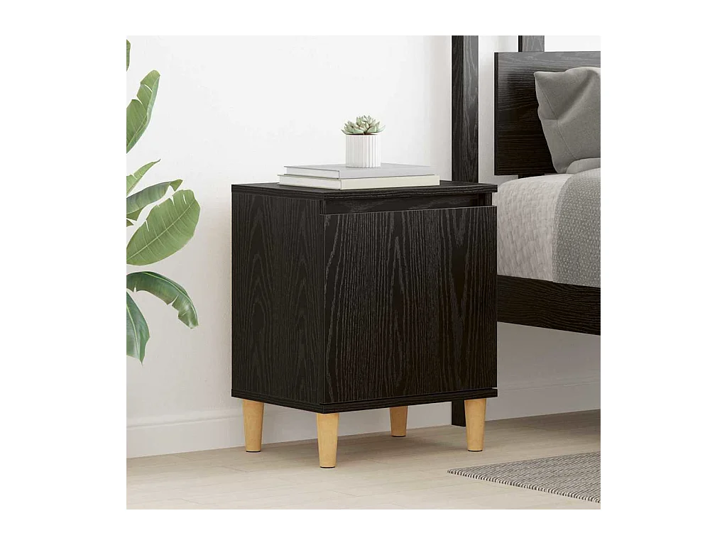 Comodino in rovere nero, legno ingegnerizzato in rovere nero