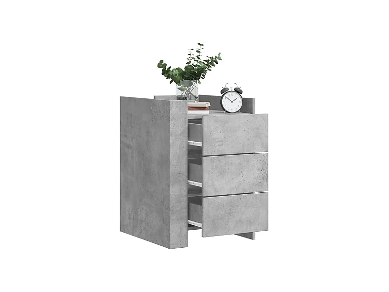 Table de chevet gris béton 45x50x65 cm bois d'ingénierie