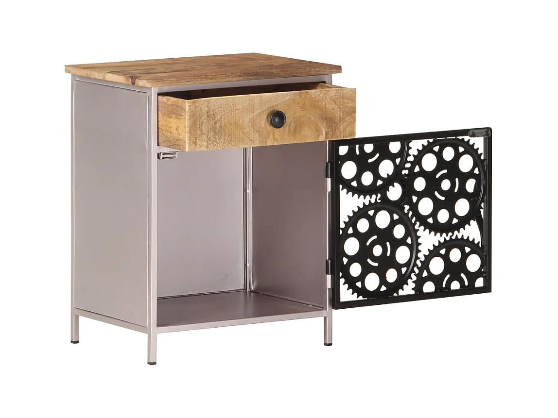 Nachttisch 40x30x50 cm Rohes Mangoholz