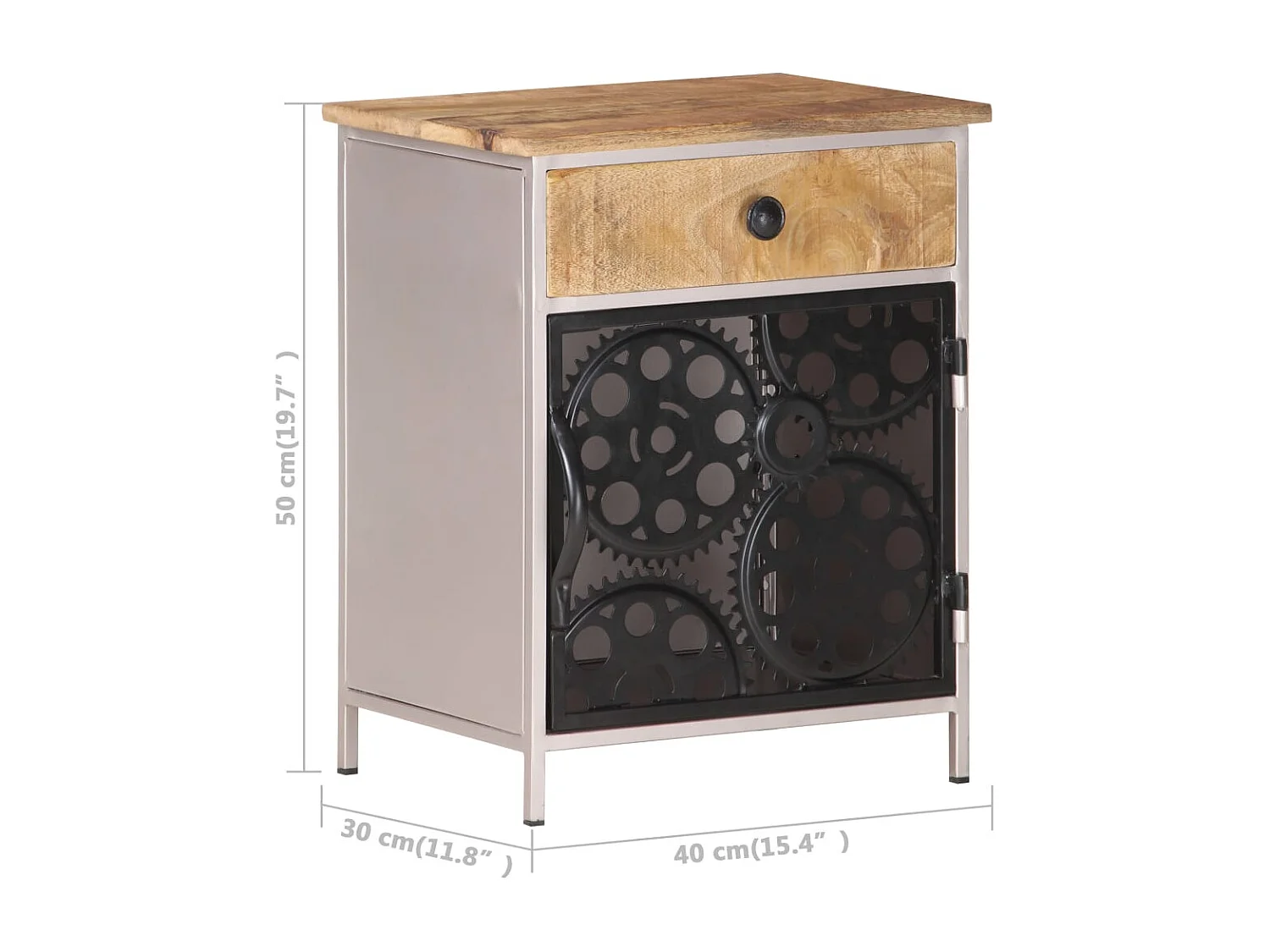 Comodino 40x30x50 cm Legno di mango grezzo