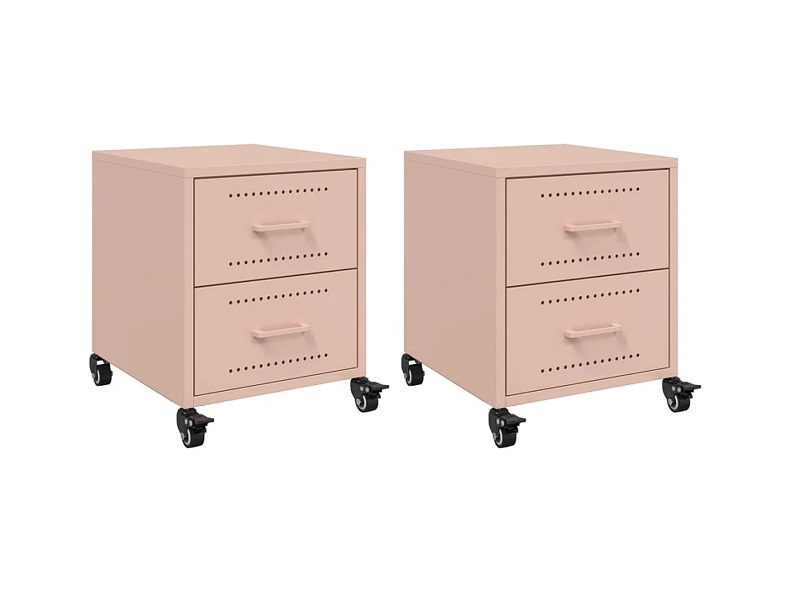 Tables de chevet 2 pcs rose 36x39x43,5 cm acier