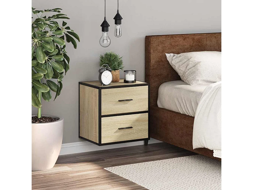 Comodino da parete in rovere Sonoma 40x31x39,5 cm