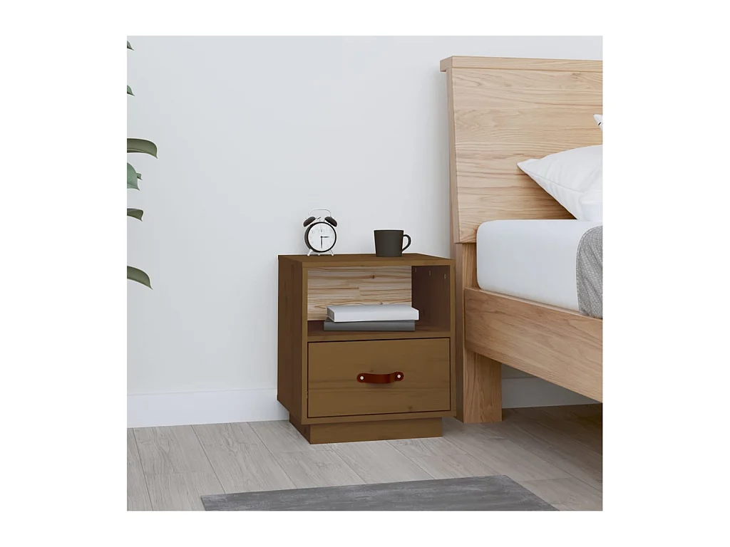 Table de chevet Marron miel 40x34x45 cm Bois de pin massif