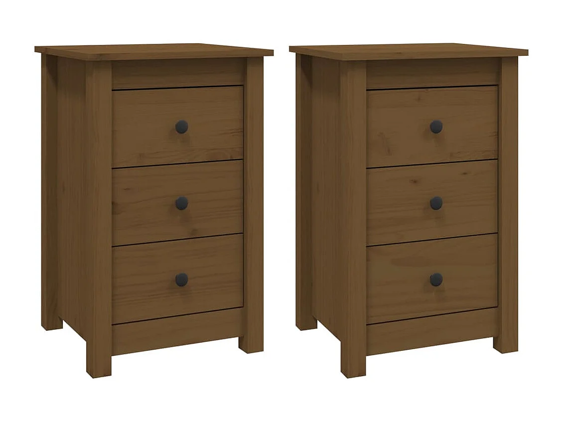 Comodini 2 pz Marrone miele 40x35x61,5 cm Pino massello