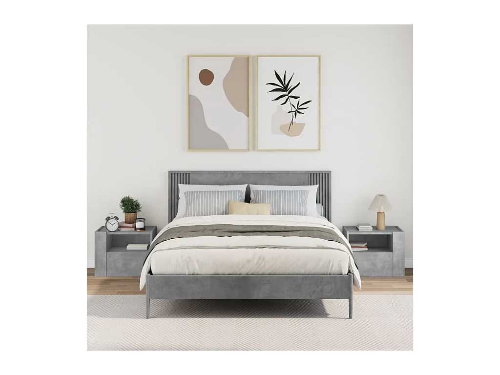 Tables de chevet murales 2 pcs gris béton 45x30x35 cm