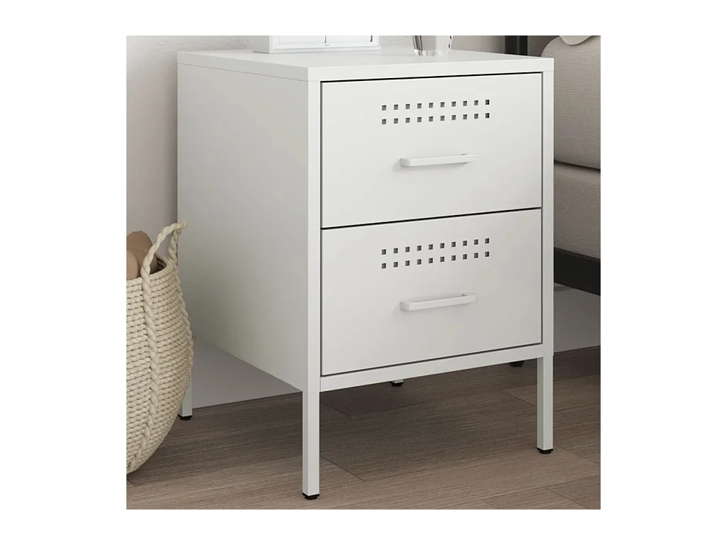 Table de chevet blanc 36x39x50,5 cm acier