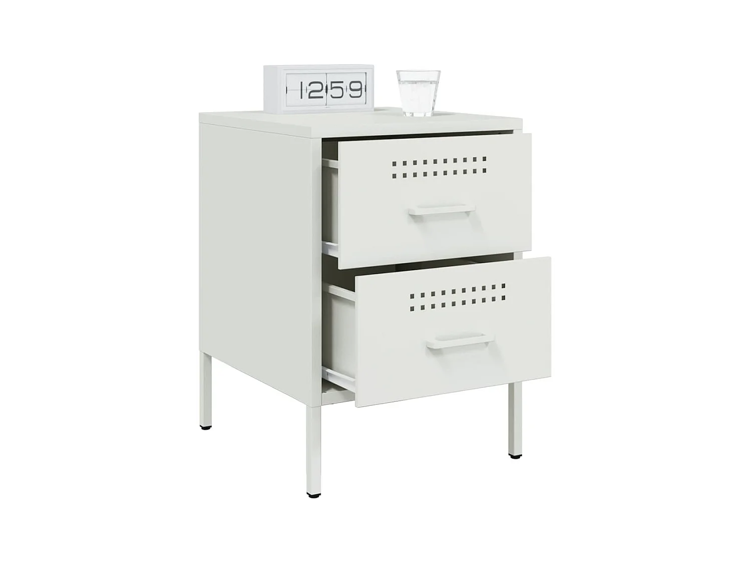 Table de chevet blanc 36x39x50,5 cm acier