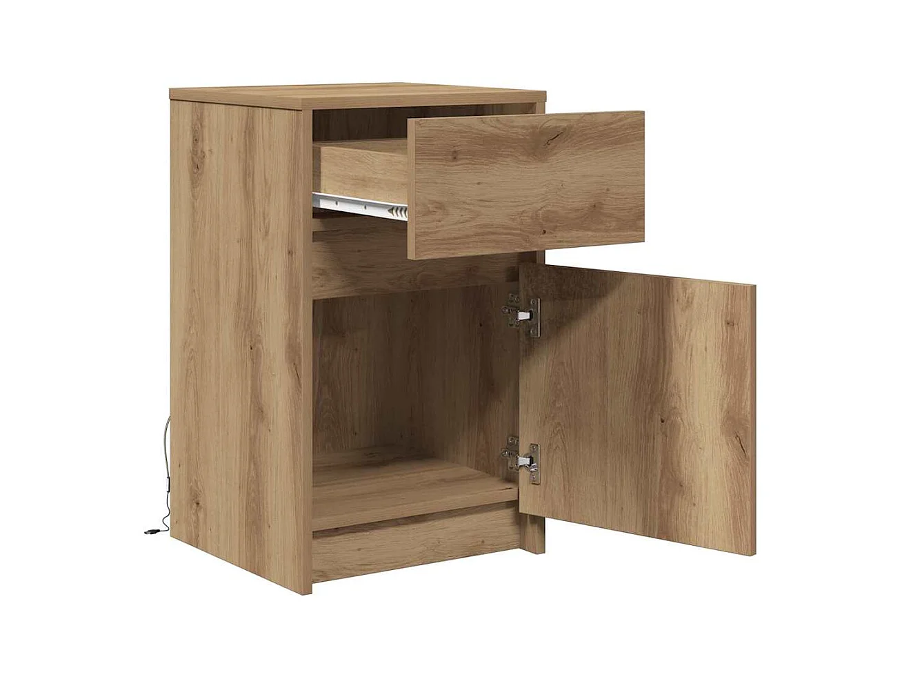 LED-Nachttisch, handgefertigte Eiche, 38 x 34 x 61 cm