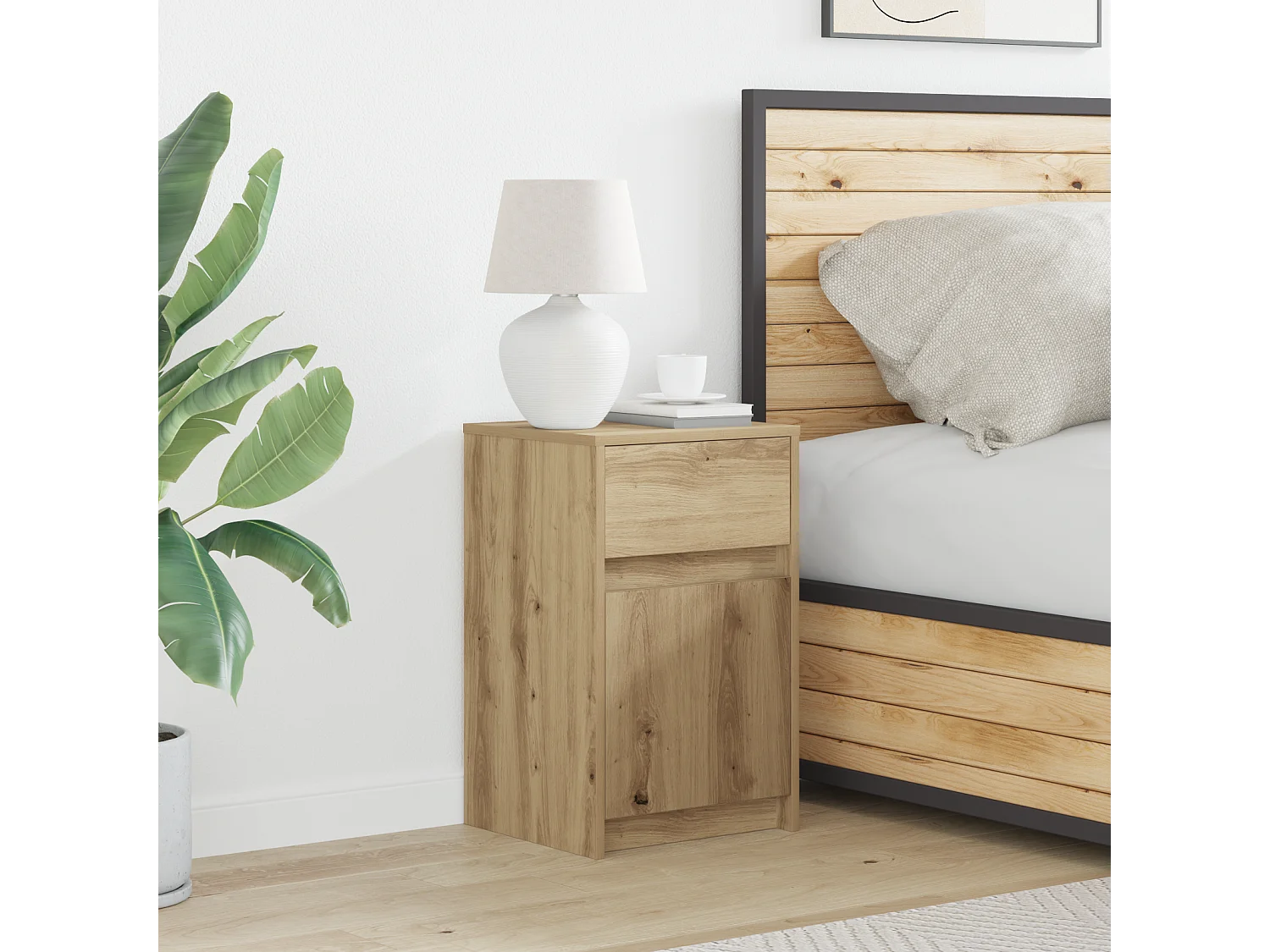 Armoire de chevet LED chêne artisanal 38 x 34 x 61 cm