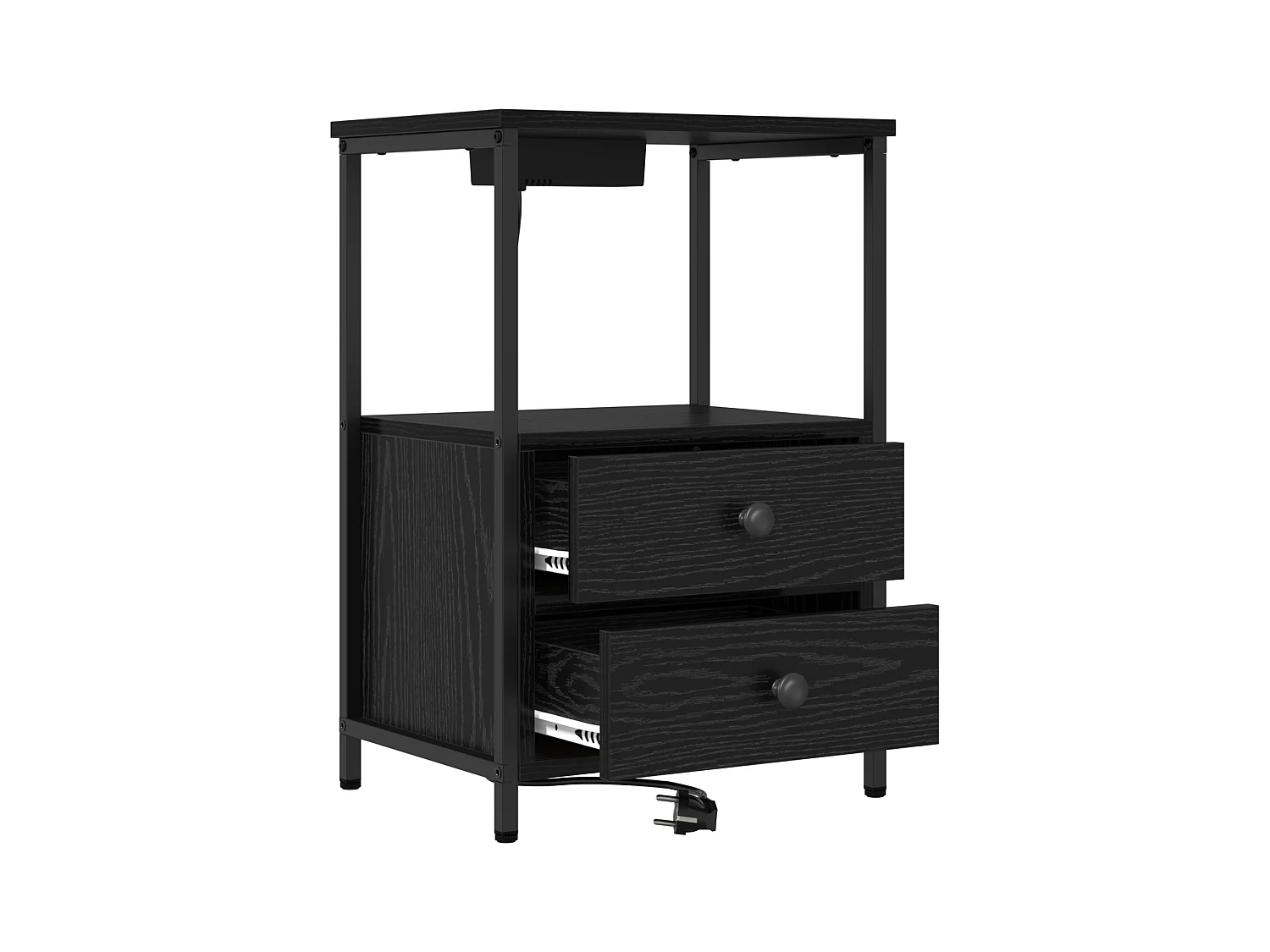 Table de nuit avec station de chargement 2 pcs Chêne noir