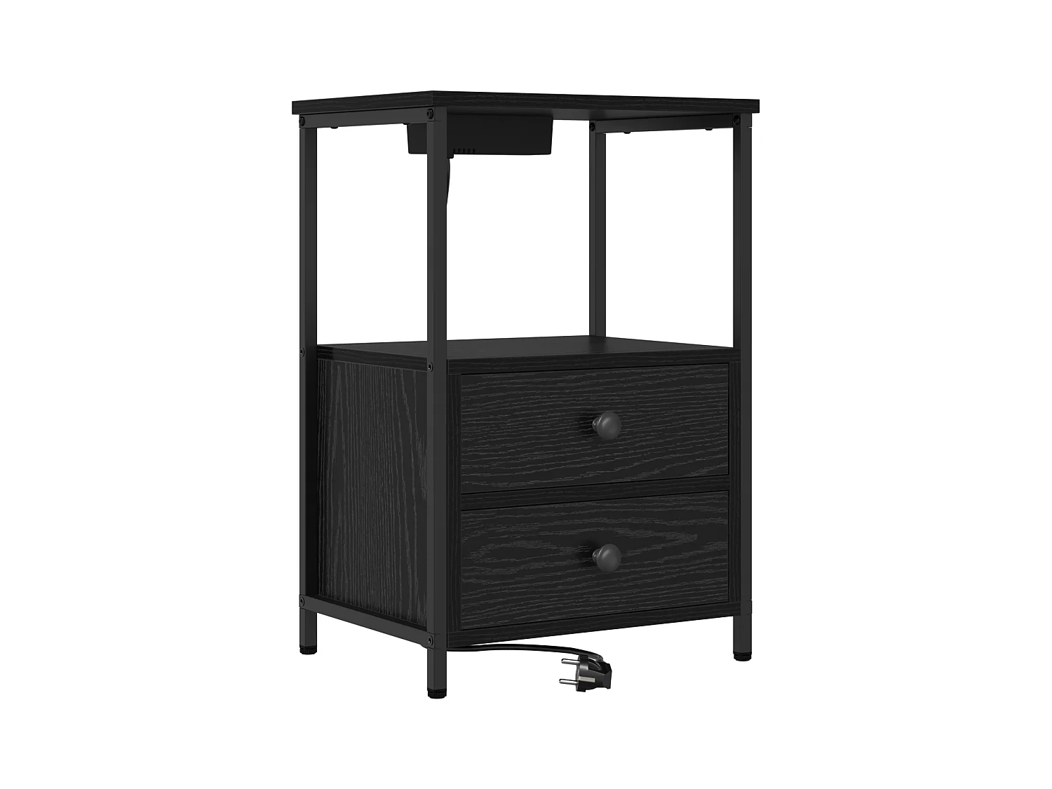 Table de nuit avec station de chargement 2 pcs Chêne noir