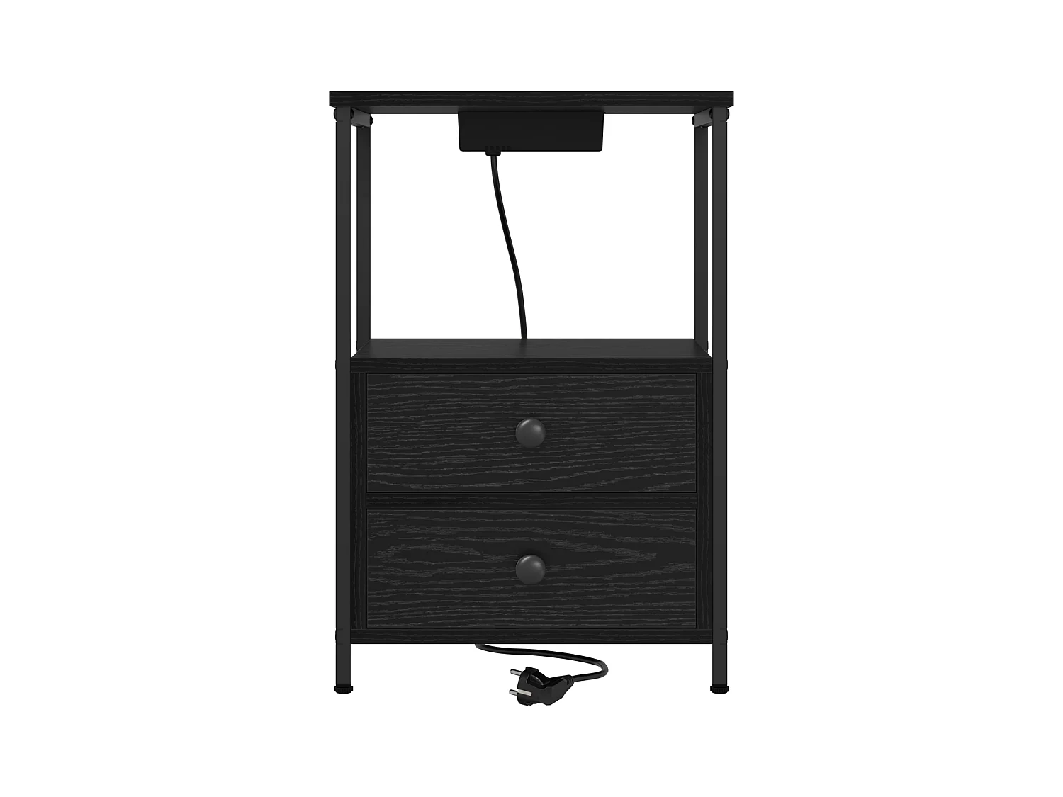 Table de nuit avec station de chargement 2 pcs Chêne noir