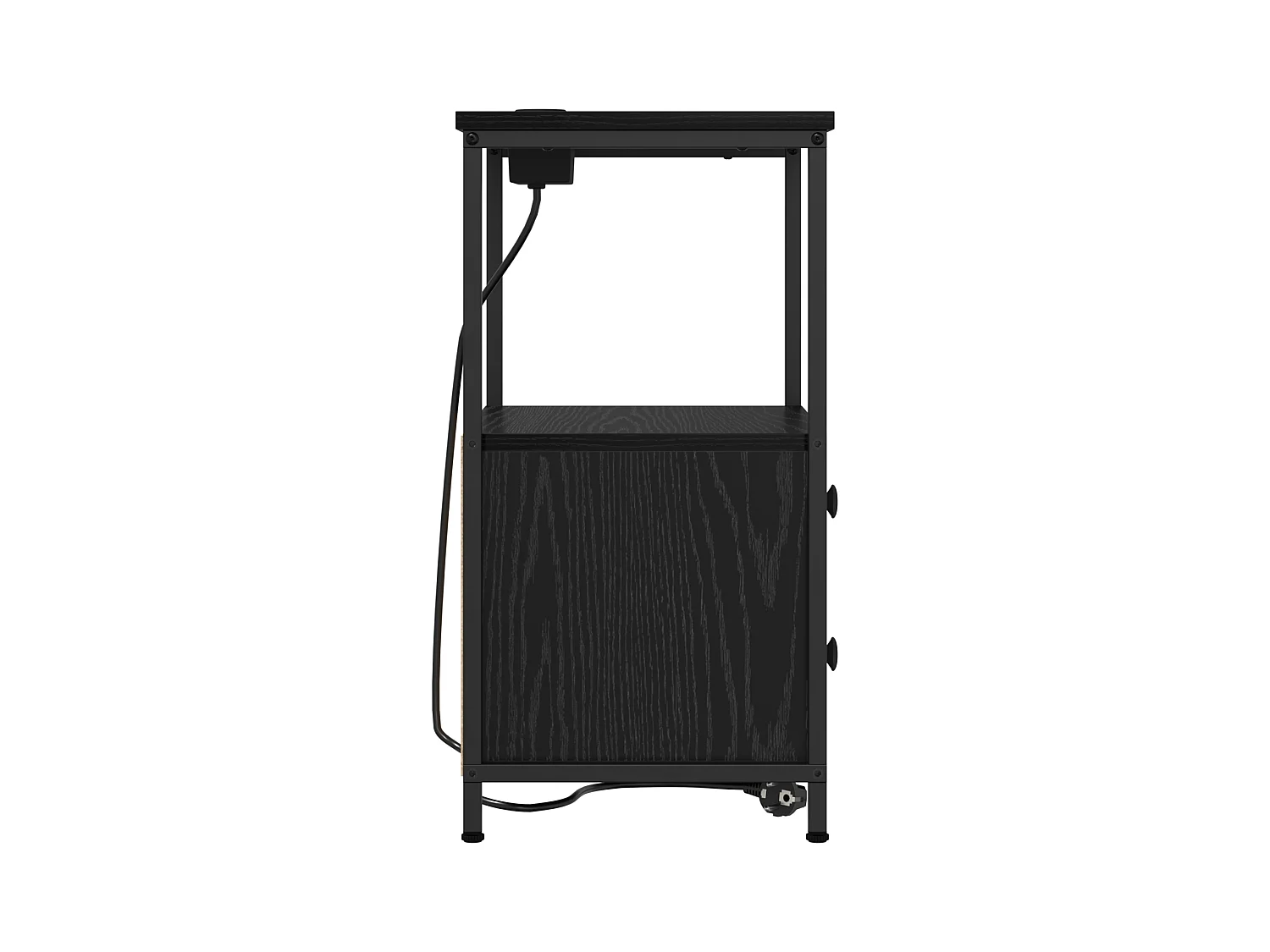 Table de nuit avec station de chargement 2 pcs Chêne noir