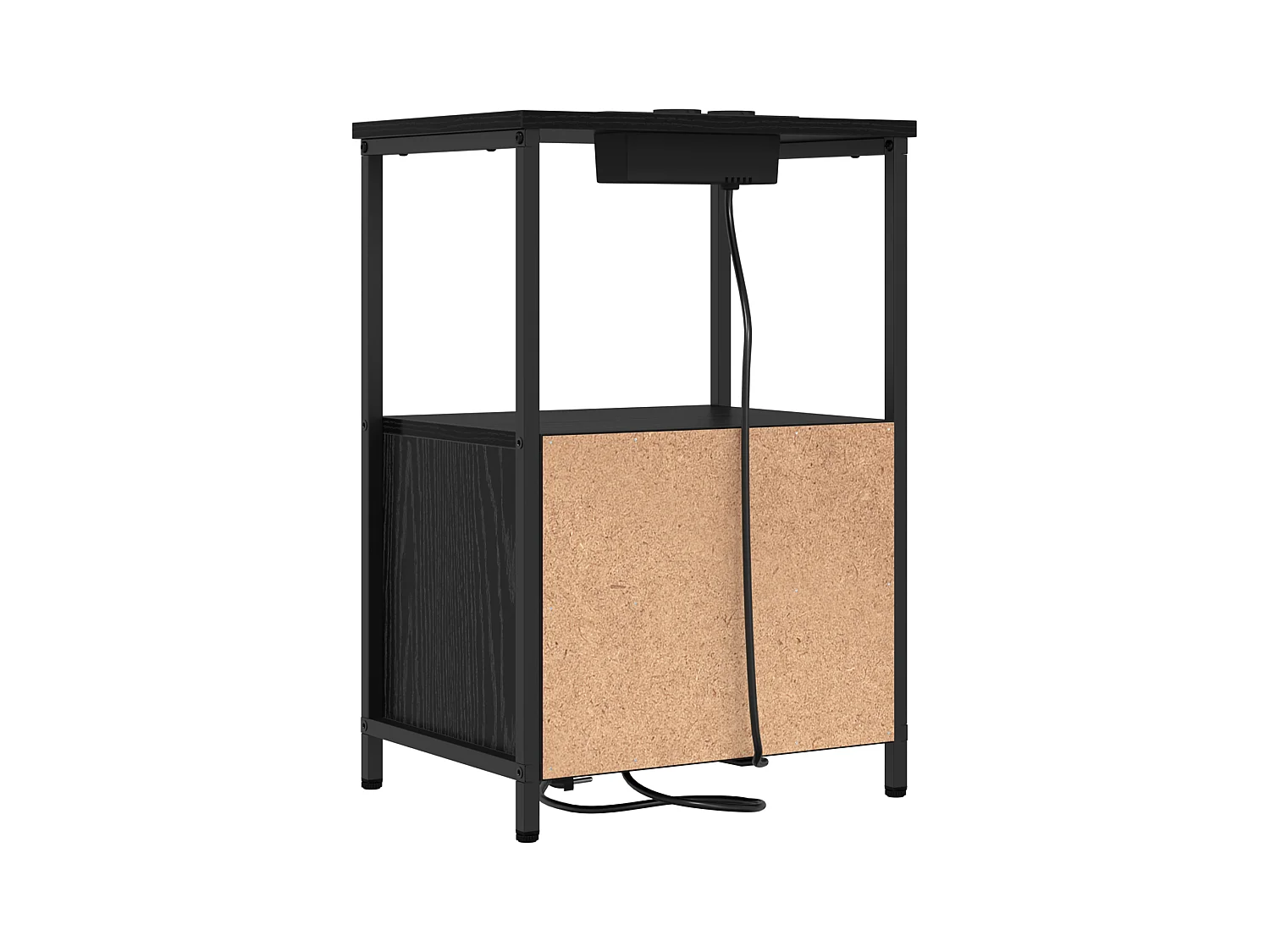 Table de nuit avec station de chargement 2 pcs Chêne noir