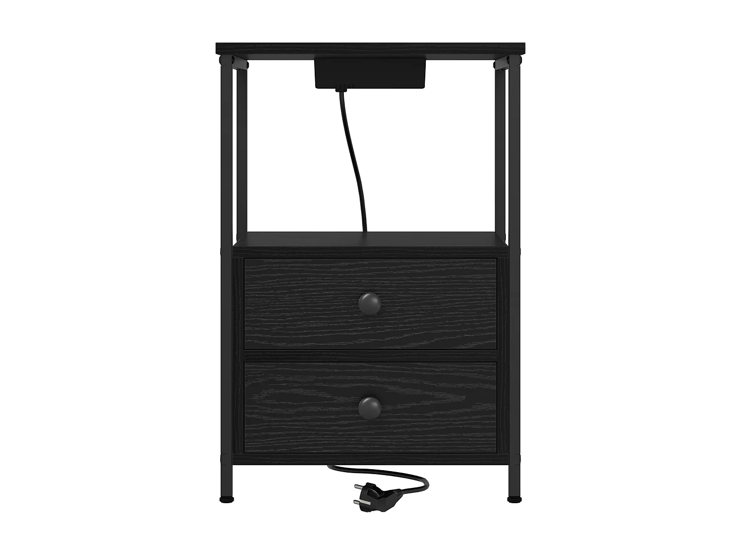 Table de nuit avec station de chargement 2 pcs Chêne noir