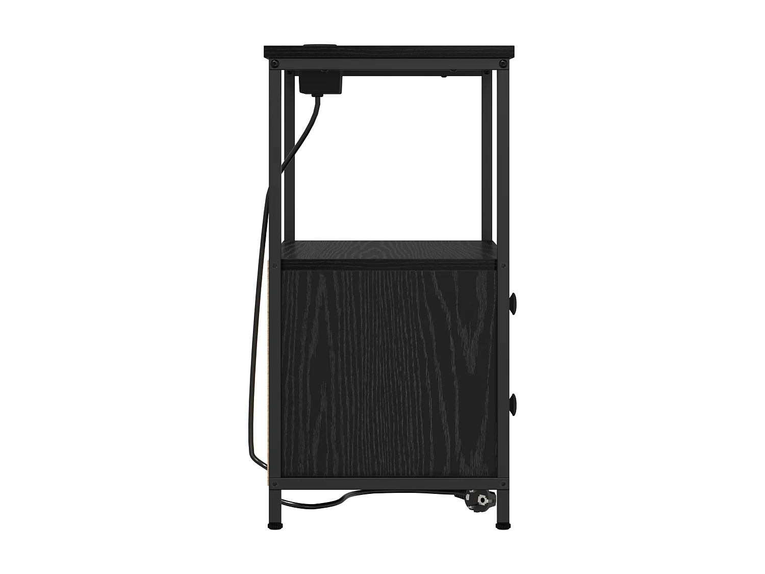 Table de nuit avec station de chargement 2 pcs Chêne noir