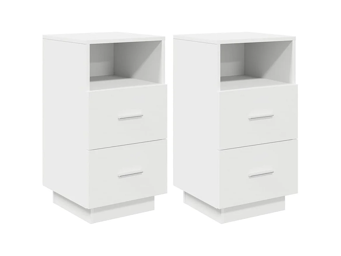 Tables de chevet 2 pcs avec 2 tiroirs blanc 36x36x68 cm