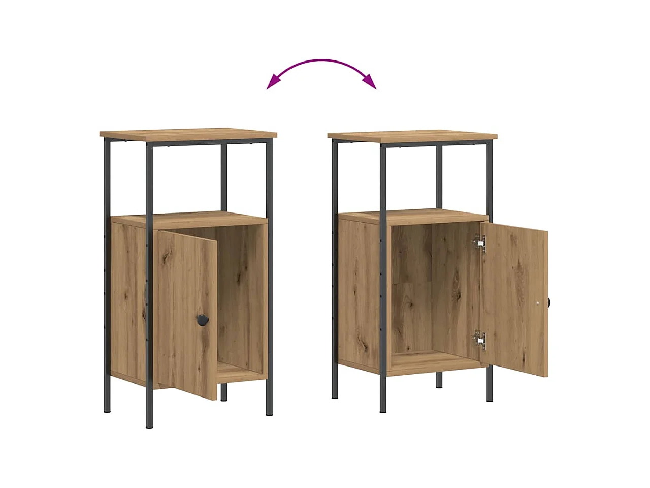 Table de chevet chêne artisanal 41x31x80 cm bois d'ingénierie