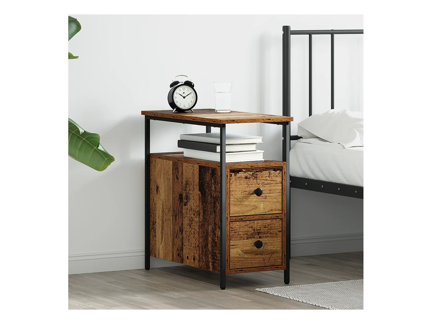 Cabinet de chevet avec tiroir 2 pcs Bois ancien 30 x 60 x 60 cm