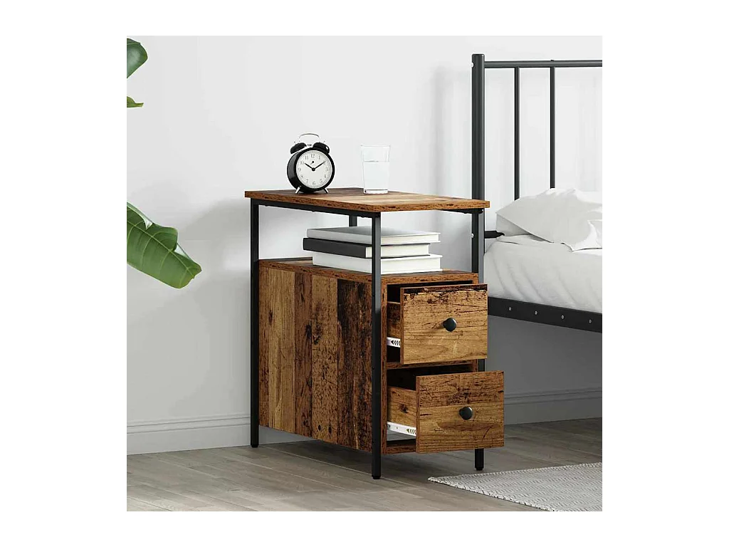 Cabinet de chevet avec tiroir 2 pcs Bois ancien 30 x 60 x 60 cm