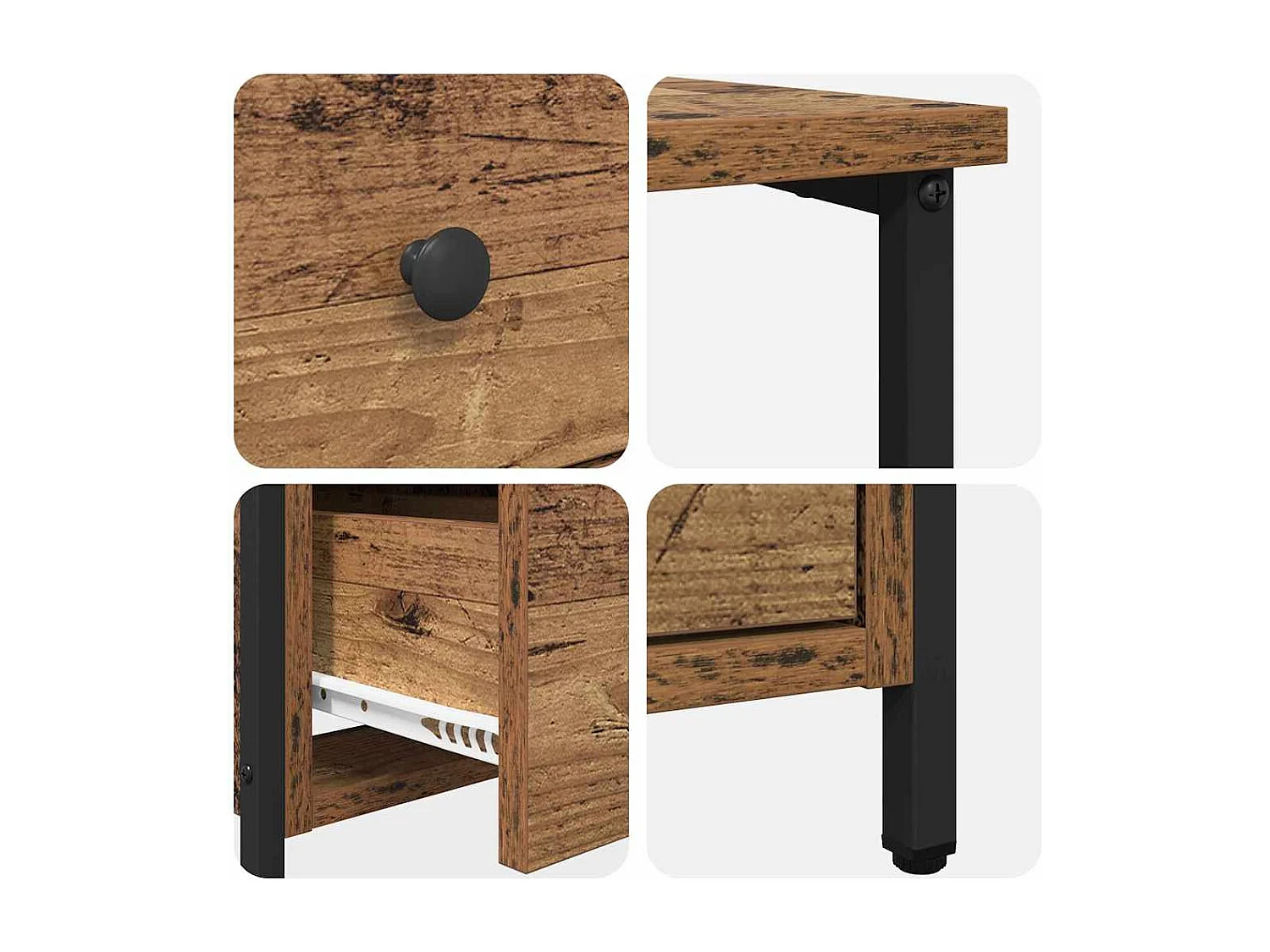 Cabinet de chevet avec tiroir 2 pcs Bois ancien 30 x 60 x 60 cm