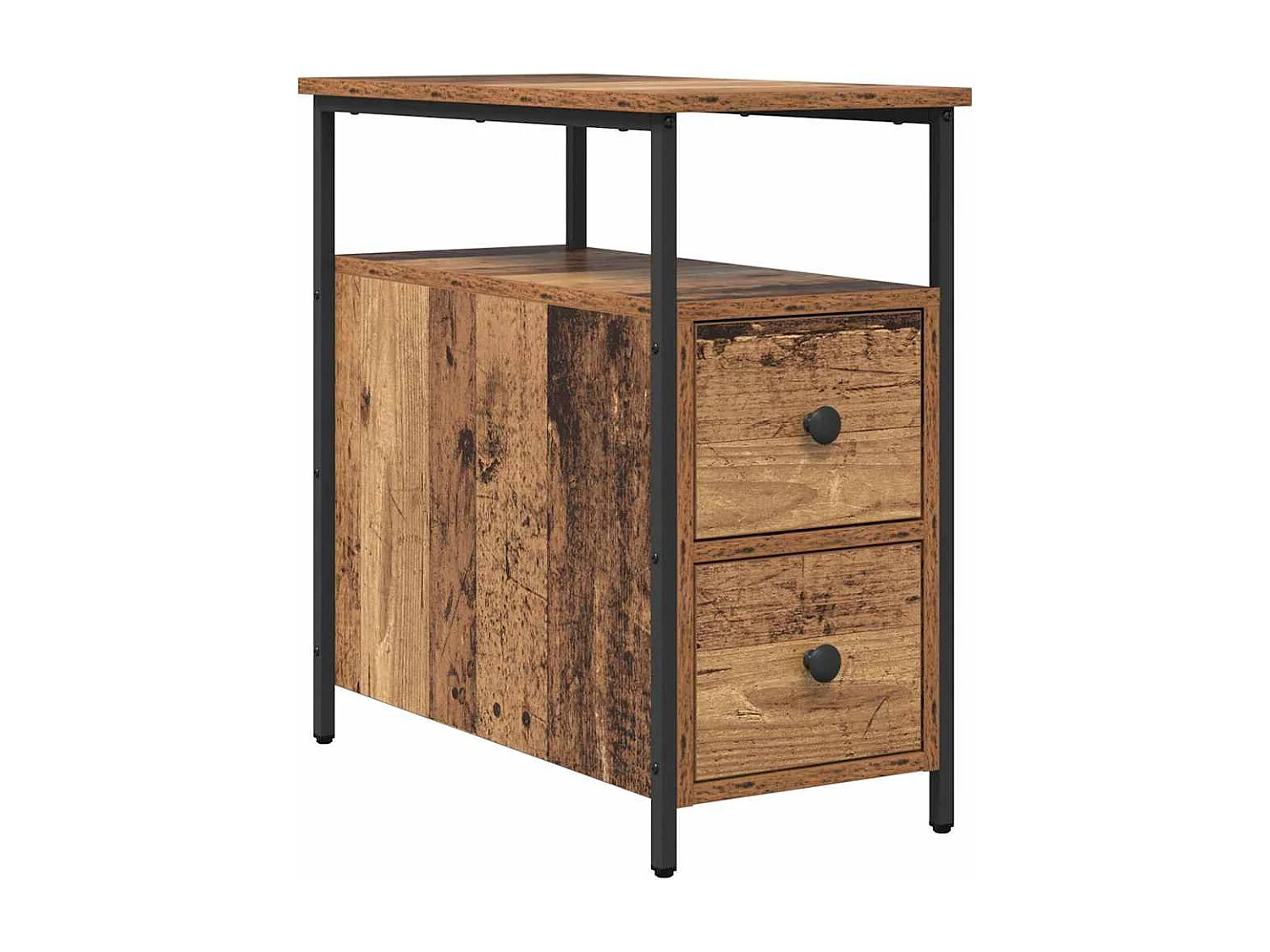 Cabinet de chevet avec tiroir 2 pcs Bois ancien 30 x 60 x 60 cm