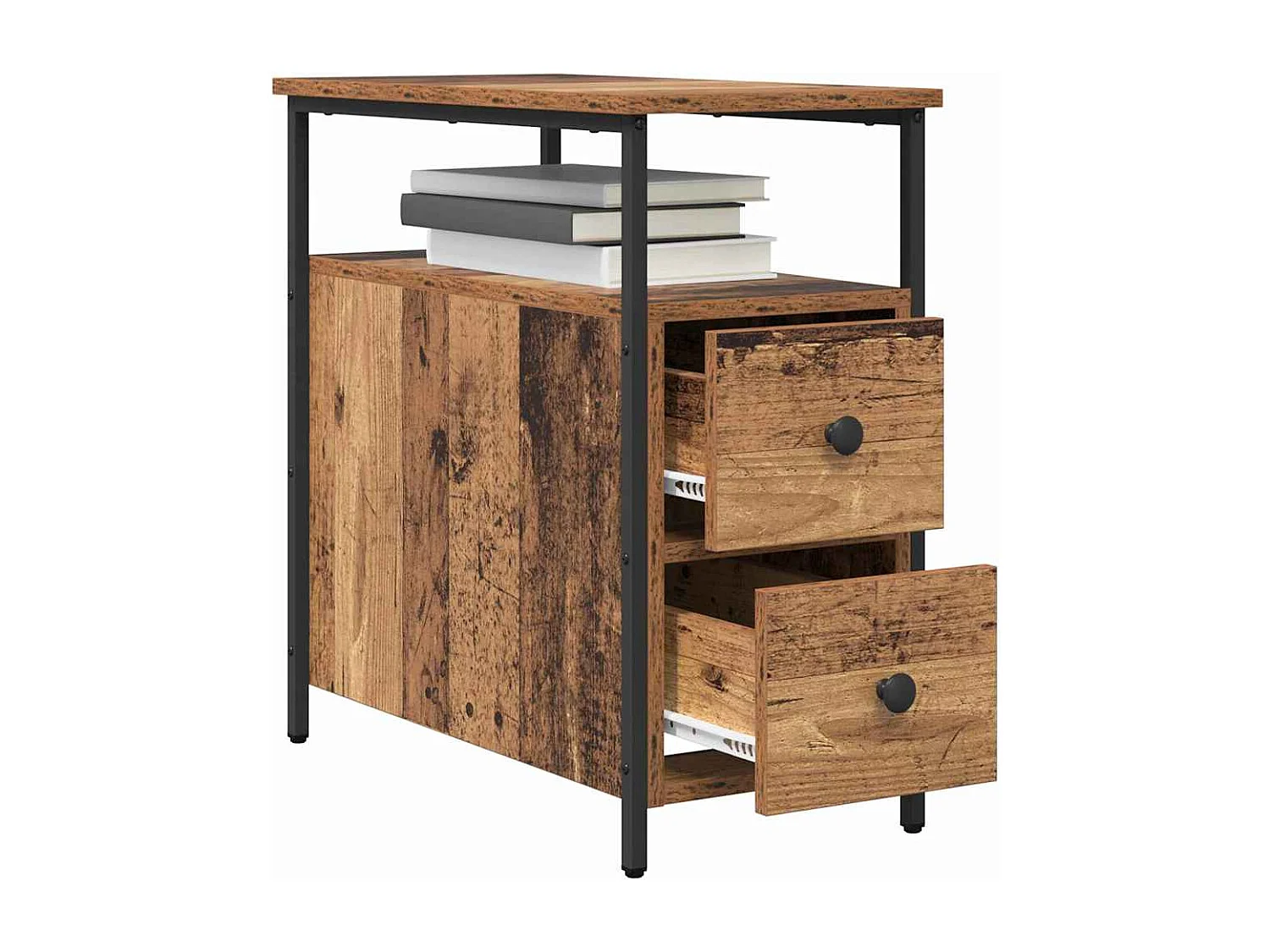 Cabinet de chevet avec tiroir 2 pcs Bois ancien 30 x 60 x 60 cm