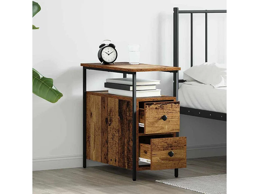 Cabinet de chevet avec tiroir 2 pcs Bois ancien 30 x 60 x 60 cm