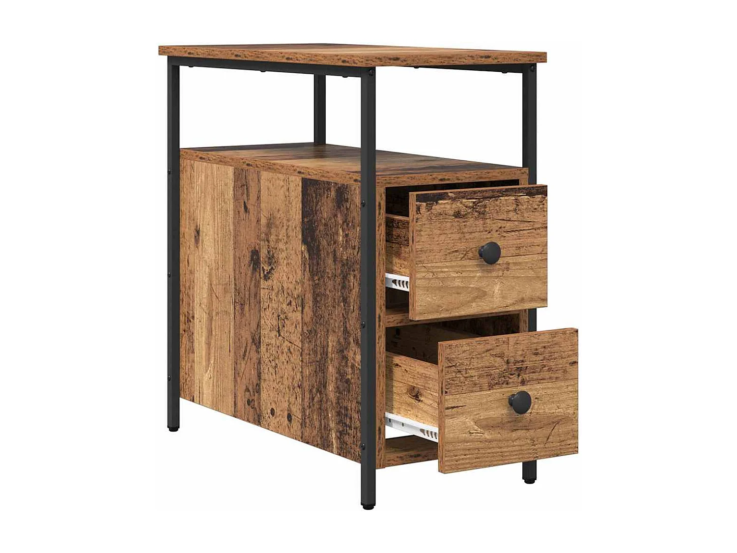 Cabinet de chevet avec tiroir 2 pcs Bois ancien 30 x 60 x 60 cm