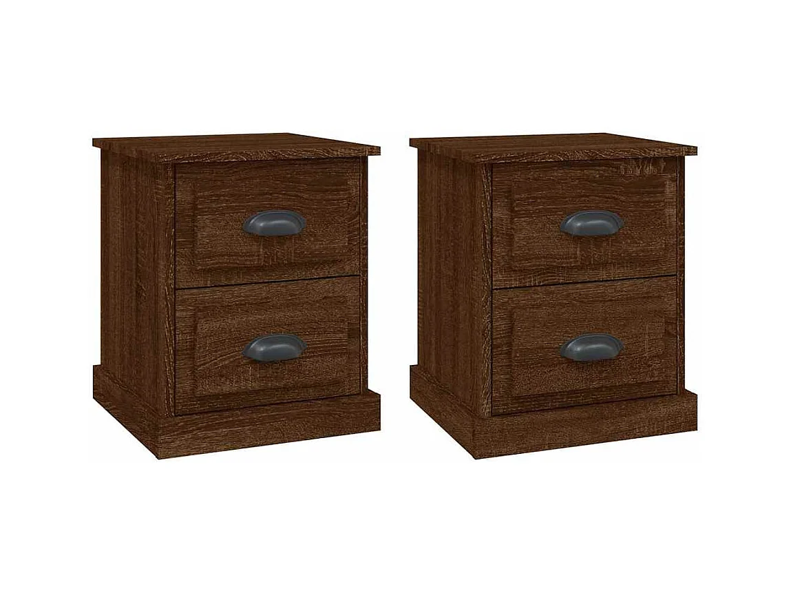 Nachtkastjes 2 stuks eikenbruin 39x39x47,5cm bewerkt hout